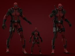 死侍（Deadpool）C4D绑定角色模型 Deadpool para Cinema 4D (Rig)