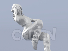 低面多边形卡通人物半躺着打电话的女人模型