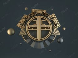 中式窗格文字背景图