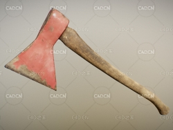 锈迹斑斑的木把斧头C4D模型 axe 3d model