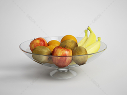 果盘水果猕猴桃苹果香蕉桔子C4D模型下载