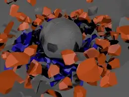 C4D R18圆球相撞破碎动画工程文件 Collision with Voronoi Fracture