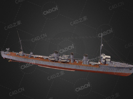 日本海军矶风级驱逐舰日本第二级一等驱逐舰C4D模型下载Isokaze 3d model