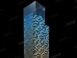 夜间摩天大楼办公楼写字楼C4D模型 Archmodels Vol.103_Night Skyscrapers - model-01