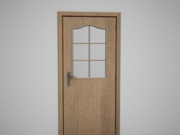 书房黄色门6格玻璃门C4D模型下载 Door model
