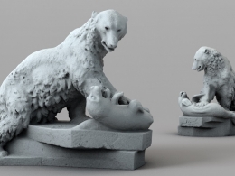 大粽熊与幼崽雕塑 母熊与小熊雕塑C4D模型 Bear sculpture