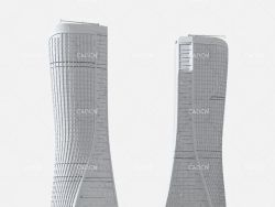现代城市高层双子建筑 双塔建筑C4D模型