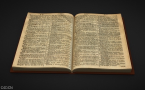 翻开的黄色英文书籍C4D模型 English books 3d model