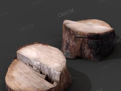 C4D锯开树桩木闲桩模型下载 stump_5