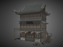 中式古建筑楼阁3D模型下载-精致还原中国传统木构架飞檐设计ancient-architecture