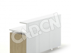 C4D公司前台接待桌接待台模型 White and Wooden Reception Desk 3D Model