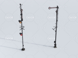 火车信号灯红黄信号灯C4D模型