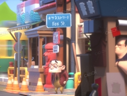 卡通街道上戴眼镜的老大爷C4D工程文件