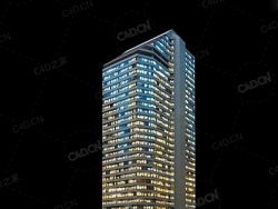 夜间摩天大楼办公楼写字楼C4D模型 Archmodels Vol.103_Night Skyscrapers - model-09
