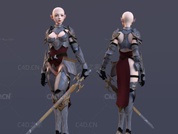 穿铠甲战衣的光头骑士女孩模型Knight Girl