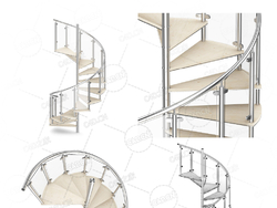 复式公寓旋转楼梯实木不锈钢旋转楼梯现代时尚旋转梯别墅实木旋转楼梯扶手楼梯C4D模型S