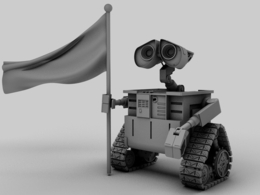 手拿红旗的机器人 机器人总动员C4D模型 Wall-E Project