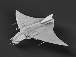 黄貂鱼星舰科幻飞行器c4d模型免费下载Starship Stingray