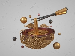 面食文化中国风云朵筷子