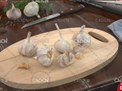 大蒜 白皮蒜C4D模型 garlic