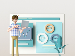 端笔记本做ppt演示的程序员卡通动漫角色人物