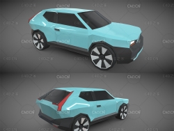 低面多边形沃尔沃SUV汽车C4D模型 Lowpoly Volvo suv concept