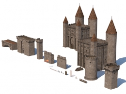 中世纪城堡建筑3D模型,欧洲城堡,C4D与Blender高精度资产