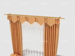 C4D客厅窗帘卧室窗帘室内窗帘模型 Curtain 3D Model-45