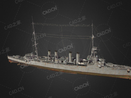 美国海军奥马哈级轻巡洋舰9号舰马布尔黑德C4D模型下载Marblehead Lima 3d model