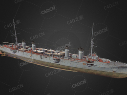 法国海军朱利安德拉格拉维耶防护巡洋舰穹甲巡洋舰C4D模型下载Jurien de la Graviere 3