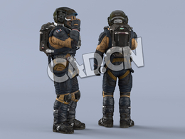 推拉头盔面罩的深蓝色太空服中年男性太空飞行员Idle Helmet Scifi Visor