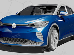 大众-id5-gtx绿色新能源纯电车2022款C4D汽车模型下载
