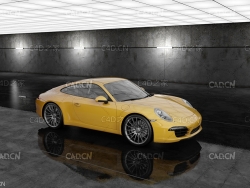 黄色汽车 跑车C4D模型 yellow coupe standard renderer Decors & 3D Models