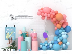 潮流音乐活动背景美陈C4D模型