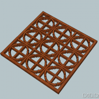 SU模型：仿古木窗格 Antique wooden pane