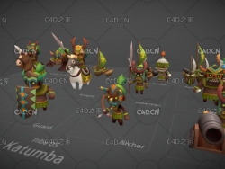 低面多边形原始部落野人小角色 卡塔巴部落游戏人物模型 Katumba Tribe