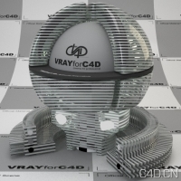 vray for c4d材质：Glas with white print LINES 001