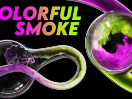玻璃管中的彩色烟雾动画C4D工程mixing smoke