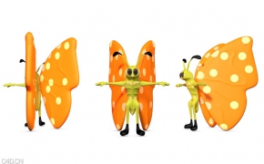 卡通蝴蝶角色C4D模型 buterfly 3d model