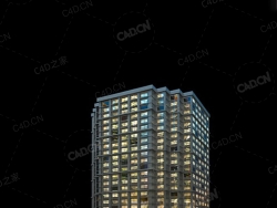 夜间摩天大楼办公楼写字楼C4D模型 Archmodels Vol.103_Night Skyscrapers - model-07