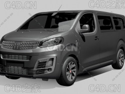菲亚特汽车尤利西斯封闭车厢面包车2022款C4D汽车模型下载