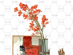 家装饰品：书桌插花 书籍 模型手