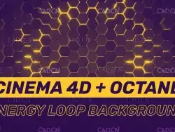 五边形蜂窝状能量背景动画 Cinema 4D Octane - Energy Loop Background