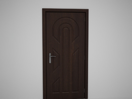 全封闭压花装饰线实木门C4D模型下载 Door model