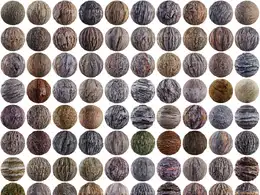 【4K材质】100组超高清树皮纹理合集 散景/植物/自然/PBR/平铺无缝贴图Artstation - 100 Bark Texture