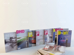 C4D错落摆放的杂志书刊模型 Magazine book