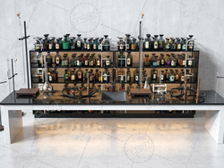 C4D化学试验桌玻璃器皿瓶子柜子架子试验器械三维模型下载