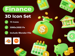 15个银行金融货币3D卡通图标模型合集Finance - 3D Icon Pack
