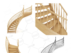 别墅旋转实木扶手楼梯复式公寓楼梯C4D模型Stairs 3d model-20