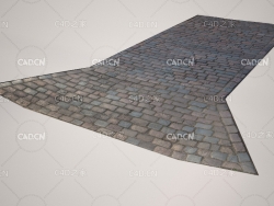 车库等通往大路的石头路面贴图模型 driveway